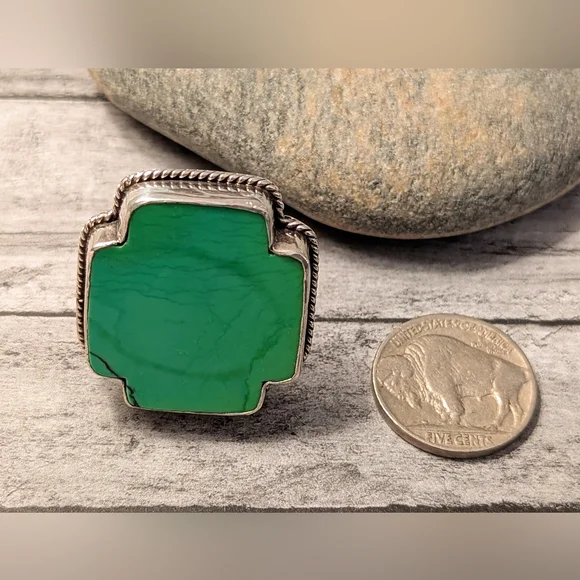 Paige Wallace Rare Vintage Sterling & Turquoise Southwest Cross Statement Ring - Picture 11 of 12